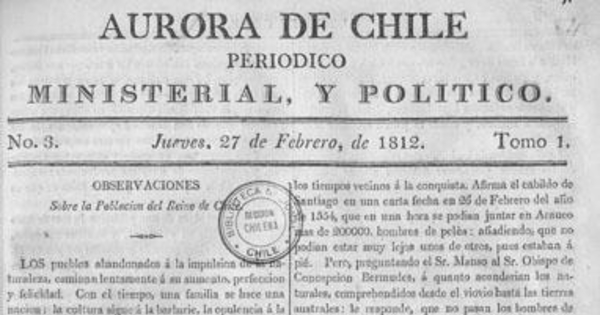 Aurora de Chile, periódico ministerial y político