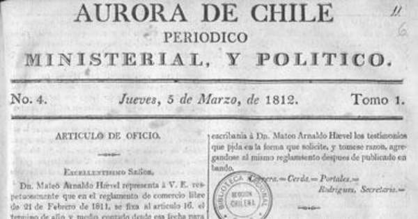 Aurora de Chile, periódico ministerial y político