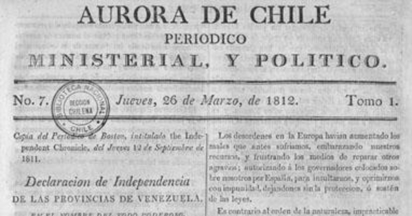 Aurora de Chile, periódico ministerial y político