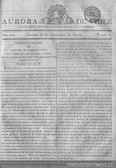 Aurora de Chile, periódico ministerial y político