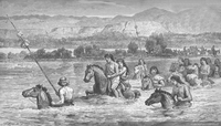 Cruce del río Limay, hacia 1870