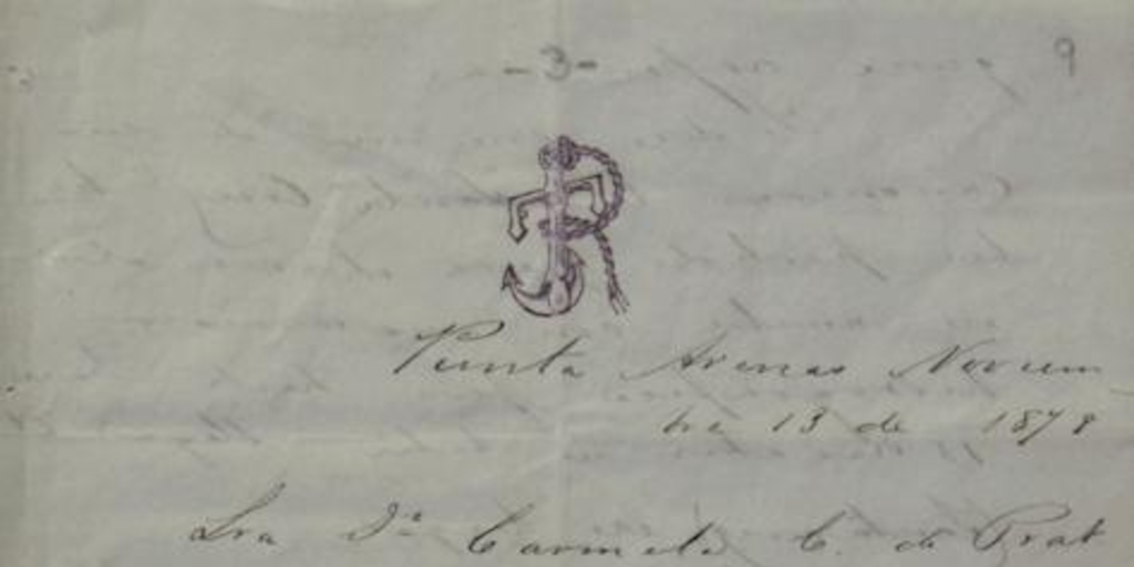 Punta Arenas, 13 de noviembre de 1878 : carta de Arturo Prat a Carmela Carvajal