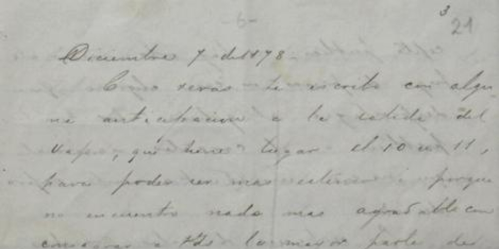 Montevideo, 7 de diciembre de 1878 : carta de Arturo Prat a Carmela Carvajal