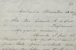 Montevideo, 12 de diciembre de 1878 : carta de Arturo Prat a Carmela Carvajal