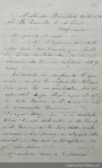 Montevideo, 21 de diciembre de 1878 : carta de Arturo Prat a Carmela Carvajal