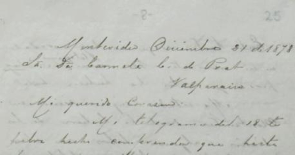 Montevideo, 21 de diciembre de 1878 : carta de Arturo Prat a Carmela Carvajal