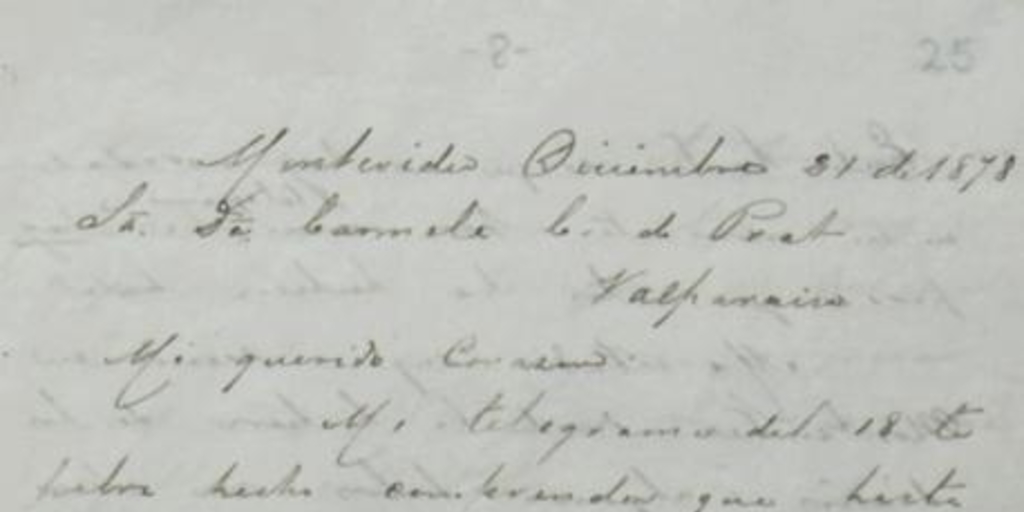 Montevideo, 21 de diciembre de 1878 : carta de Arturo Prat a Carmela Carvajal