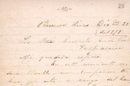 Buenos Aires, 28 de diciembre de 1878 : carta de Arturo Prat a Carmela Carvajal