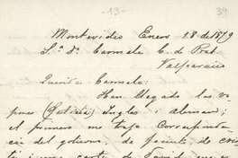 Montevideo, 18 de enero de 1879 : carta de Arturo Prat a Carmela Carvajal