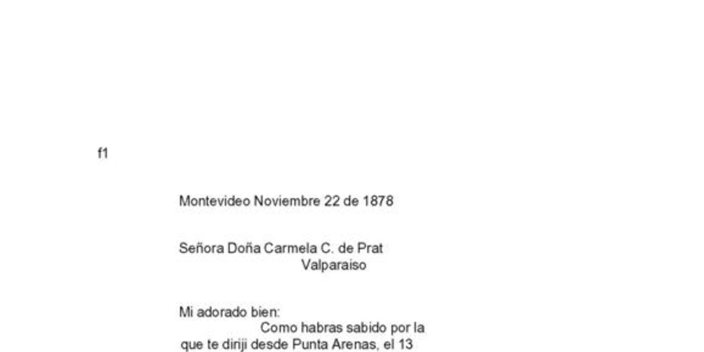 Montevideo, 22 de noviembre de 1878 : carta de Arturo Prat a Carmela Carvajal