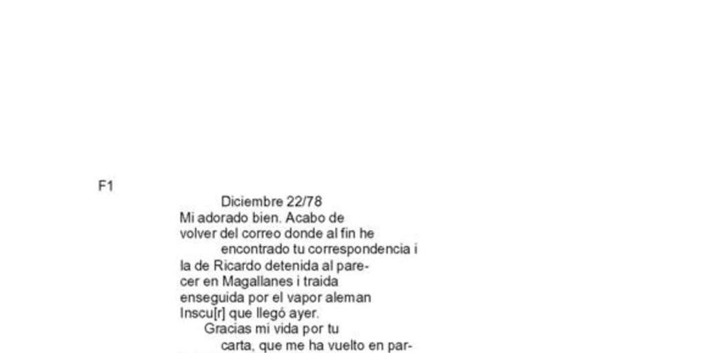 22 de diciembre de 1878 : carta de Arturo Prat a Carmela Carvajal