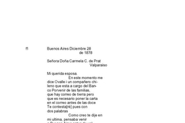 Buenos Aires, 28 de diciembre de 1878 : carta de Arturo Prat a Carmela Carvajal