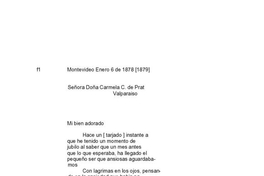 Montevideo, 6 de enero de 1878 [1879] : carta de Arturo Prat a Carmela Carvajal