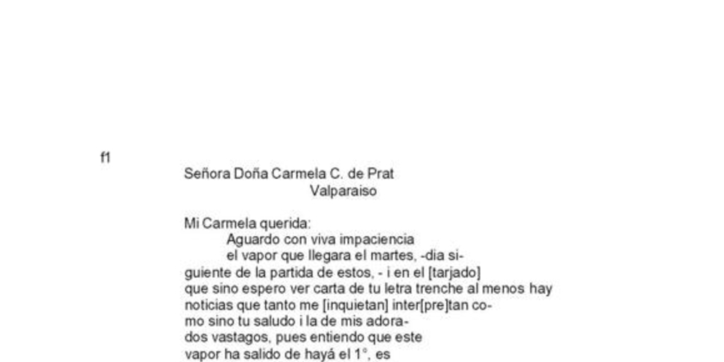 Montevideo, 11 de enero de 1879 : carta de Arturo Prat a Carmela Carvajal