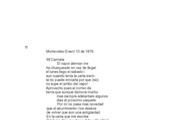 Montevideo, 13 de enero de 1879 : carta de Arturo Prat a Carmela Carvajal