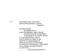 Montevideo, 18 de enero de 1879 : carta de Arturo Prat a Carmela Carvajal