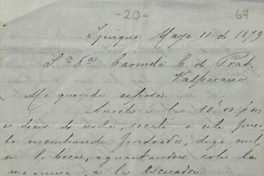 Iquique, 11 de mayo 1879 : carta de Arturo Prat a Carmela Carvajal