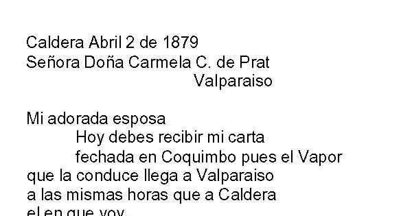 Caldera, 2 de abril de 1879 : carta de Arturo Prat a Carmela Carvajal