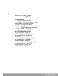 Iquique, 11 de mayo de 1879 : carta de Arturo Prat a Carmela Carvajal