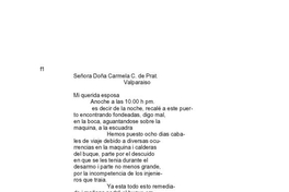 Iquique, 11 de mayo de 1879 : carta de Arturo Prat a Carmela Carvajal