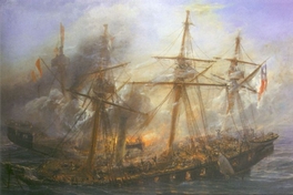 Combate Naval de Iquique en 1879, cuadro de Thomas Somerscales