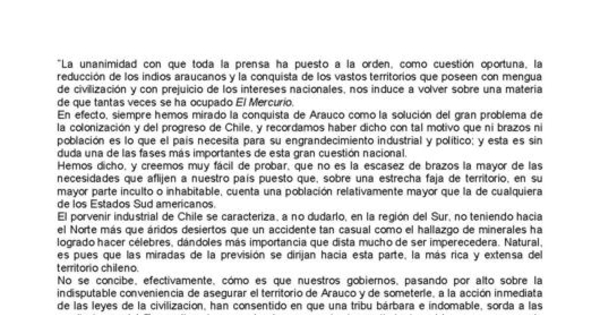 Editorial de "El Mercurio" sobre la ocupación de la Araucanía