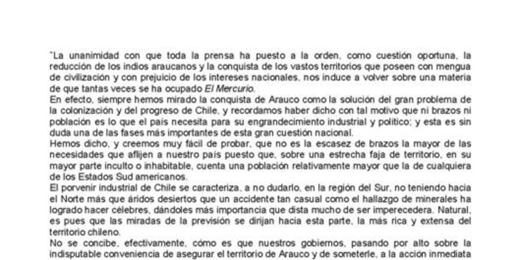 Editorial de "El Mercurio" sobre la ocupación de la Araucanía