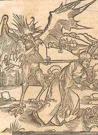 El diablo arando con una mujer, grabado del siglo XV