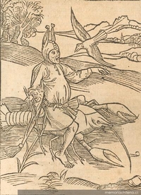Cabalgando sobre la langosta, grabado del siglo XV