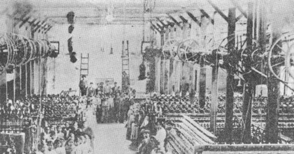 Interior de la fábrica de jarcias de Los Andes, 1922