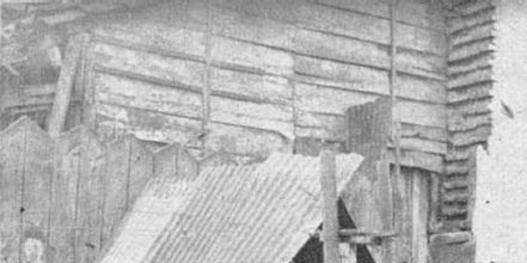 Rancho construido por damnificados del terremoto de Chillán, 1939