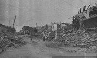 Casas en ruinas en Chillán, 1939