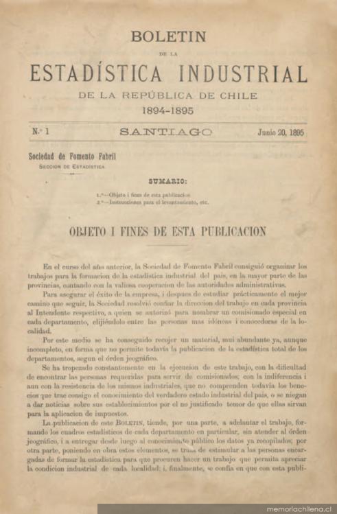 Boletín de la estadística industrial de la República de Chile