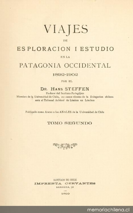 Relación de un viaje de esploración al Río Aisén : diciembre de 1896-mayo de 1957