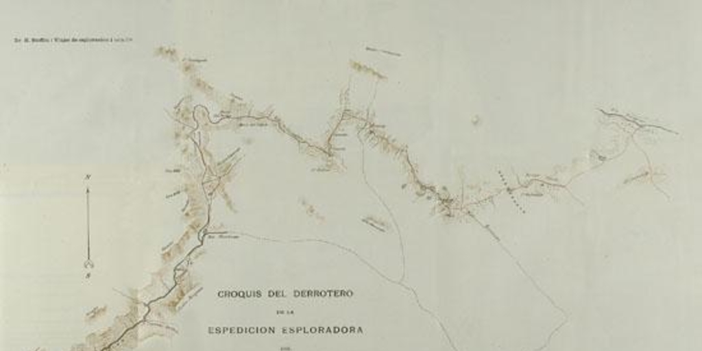 Croquis del derrotero de la espedición esploradora del Río Mañiuales (brazo norte del Río Aisén)