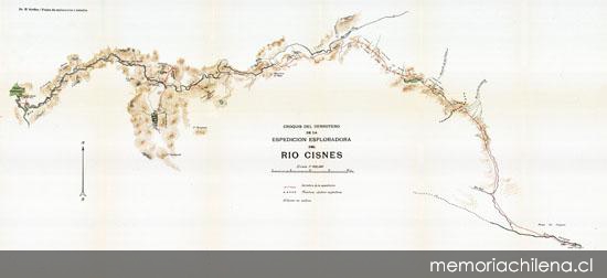 Croquis del derrotero de la espedición esploradora del Río Cisnes