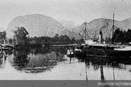 El vapor Lircay fondeado en Puerto Aysén, 1914