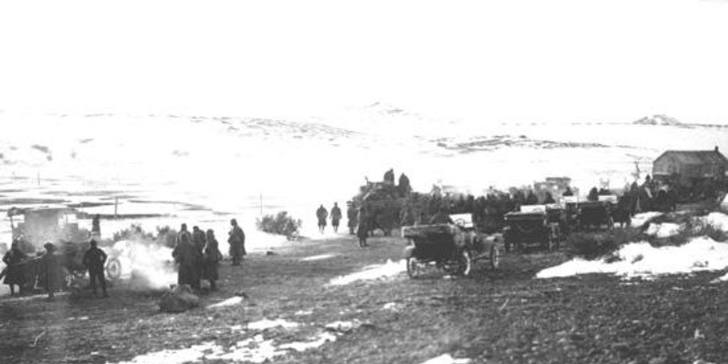 Tropas argentinas enviadas por petición del gobierno chileno a luchar contra los pobladores de Chile Chico en los sucesos de 1918, Estancia Eduardo Kellis, 1918