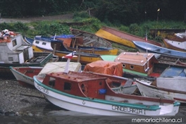 Lanchas pesqueras en Puerto Cisnes, Aysén, 2001