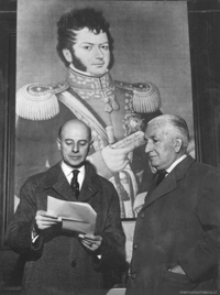 Jaime Eyzaguirre, en la conmemoración de los 100 años de la muerte de Bernardo O'Higgins, 1946