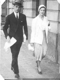 Jaime Eyzaguirre y su esposa Adriana Philippi, hacia 1935