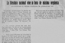 La literatura nacional vive su hora de máxima vergüenza. Secuestrado el Premio Nacional de Literatura 1978