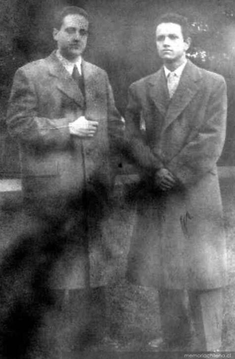 Miguel Arteche junto al poeta nicaragüense Salvador Murillo, 1950