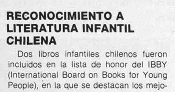 Reconocimiento a literatura infantil chilena