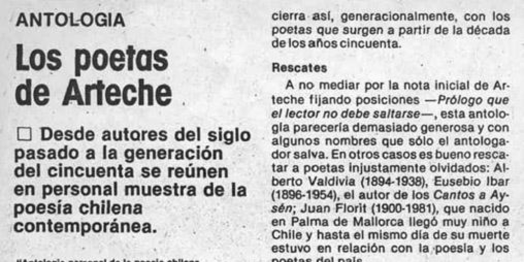 Antología : Los poetas de Arteche