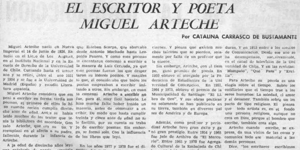 El escritor y poeta Miguel Arteche