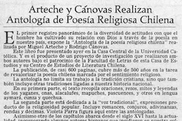 Arteche y Cánovas realizan antología de poesía religiosa chilena