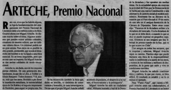 Arteche, Premio Nacional