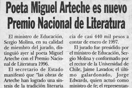 Poeta Miguel Arteche es nuevo Premio Nacional de Literatura