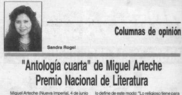 Antología cuarta, de Miguel Arteche, Premio Nacional de Literatura